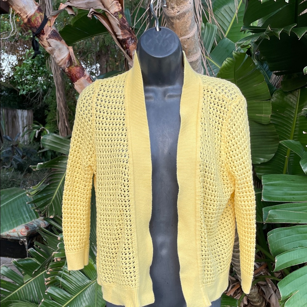yellow, crochet topper cardigan